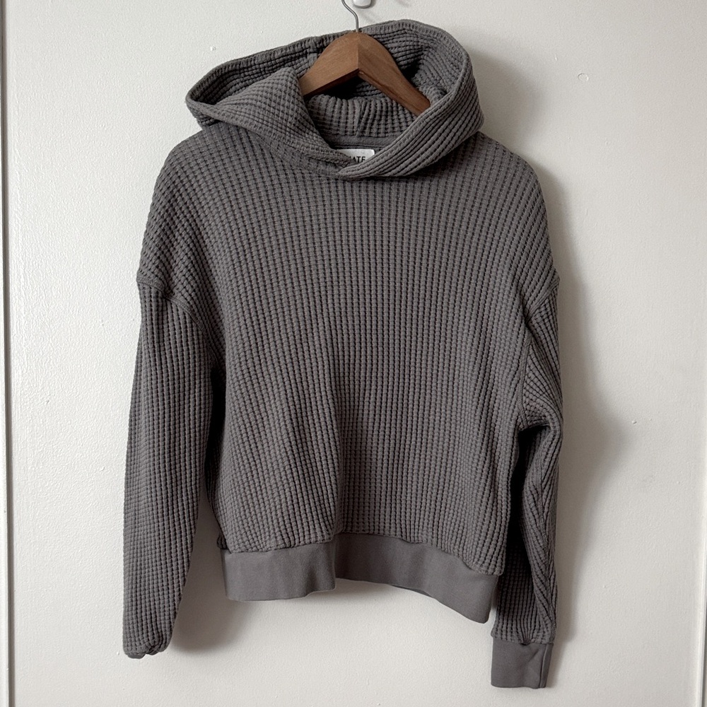 Mate the Label XS Heavy Weight Gray Waffle Knit Hoodie